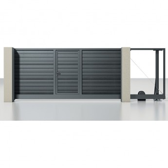 Откатные ворота с калиткой ALUTECH Prestige 4000х2000 мм